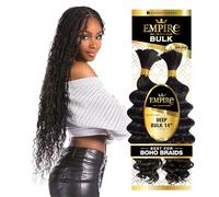 Sensationnel Empire bulk braiding - deep human hair braids for knotless boho box or curly loose wave styles (14 inch, 1B OFFBLACK)