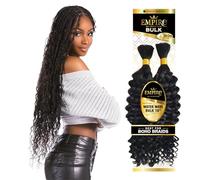 Sensationnel Empire bulk hair braiding - water wave bulk human hair with for knotless box or curly loose wave hair styles - HH Empire wate wave bulk 1 pack (18 inch, 1 JETBLACK)