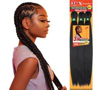 Sensationnel X-pression Pre Stretched Braiding Hair 3 x Braids 50" All Kanekalon Flame Retardant Synthetic Braids for Box Braids and Twists (1 Pack, 2 Dark Brown)