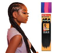 Sensationnel X-pression Pre Stretched Braiding Hair 3 x Braids 58 Inch All Kanekalon Braiding Hair Flame Retardant for Box Braids and Twists (1 Pack, NBLUE/NPINK/NPURPLE)