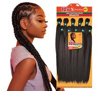 Sensationnel x-pression prestretched braiding hair - 10x xpression 48-inch all kanekalon flame retardant synthetic braid - 10X x-pression 48 Inch (1B OFFBLACK)