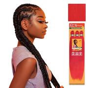 Sensationnel X-pression prestretched braiding hair - 3x braid 58 inch all kanekalon flame retardant synthetic braid for box braids and twists (3 pack, RED)