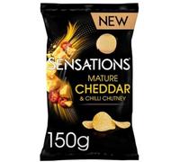 Sensations Mature Cheddar & Chilli Chutney Flavour Potato Crisps 150g (Pack of 6) "Crunch Into Happiness" For All Occasions