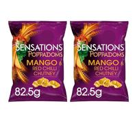 Sensations Poppadoms Mango & Red Chilli Chutney Flavour Sharing Bag, No Artificial Colours, Vegetarian, 82.5g, Pack Of 2