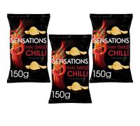 Sensations Thai Sweet Chilli Sharing Bag Crisps 150g - Pack of 3 - Sweet and Spicy Flavour Crunchy Chips - wlk