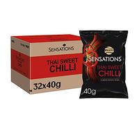 Sensations Thai Sweet Chilli Thick Cut Vegetarian Potato Crisps, Perfect for Snacking 40g (Case of 32)
