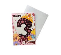 Sensations / Xpress Yourself Birthday Card for Age 3 Girl - Includes Envelope - Princess Crown and Ice Cream Design, pink|yellow|beige|blue
