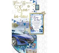 Sensations / Xpress Yourself Birthday Card for Son-In-Law - Includes Keepsake and Envelope - Nice Car Design for Him, 22.8x15.3 cm