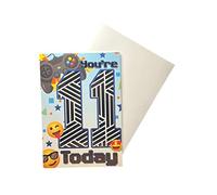 Sensations / Xpress Yourself Express Yourself Birthday Card for Age 11 Boy - Includes Envelope - Animated Game Controller and Emoji Design,19 x 13.3 cm
