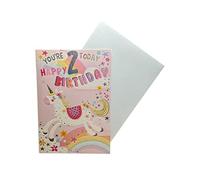 Sensations / Xpress Yourself Express Yourself Birthday Card for Age 2 Female - Includes Envelope - Animated Unicorn Design, 19 x 13.3 cm