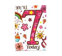 Sensations / Xpress Yourself Express Yourself Birthday Card for Age 7 Girl - Includes Envelope,19 x 13.3 cm
