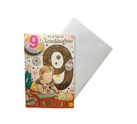 Sensations / Xpress Yourself Express Yourself Birthday Card for Granddaughter Age 9 - Includes Badge and Envelope - Animated Adorable Little 9 Year Old Girl Design for Her,22.8 x 15.3 cm