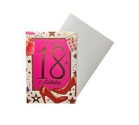 Sensations / Xpress Yourself Female Age 18 Birthday Card, peach|pink|brown|red|orange