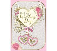 Sensations / Xpress Yourself Wedding Day Card - Includes Envelope - Champagne Glasses and Flowers Design, , 137x195mm