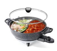 SENSCHEF - 4 Liter Electric Hot Pot with Separator, Dual Flavor Shabu Shabu Pot with Slow Cook Function, 1500W, Ideal for Family Meals and Social Gatherings, Black