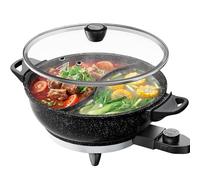 SENSCHEF - 4 Liter Electric Hot Pot with Separator, Dual Flavor Shabu Shabu Pot with Slow Cook Function, 1500W, Ideal for Family Meals and Social Gatherings, Black