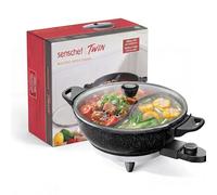 SENSCHEF - 4 Liter Electric Hot Pot with Separator, Dual Flavor Shabu Shabu Pot with Slow Cook Function, 1500W, Ideal for Family Meals and Social Gatherings, Black