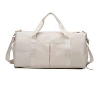 SENSCKMLMP Men and Women's Travel Bag with Shoe Compartment Sports Tote Gym Bag Weekender Overnight Shoulder Bag (White)