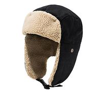 SENSCKMLMP Unisex Winter Hats with Ear Flaps Cotton Trapper Hat Aviator Windproof Ski Cap Buckle Closure (A-Black,One Size)
