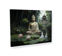Sense Canvas Buddha Art Peaceful 6 Canvas Art - Home Decor Wall Art Print Poster Painting Large 40x30 / 0.75" (100x75cm / 2cm)