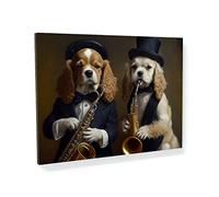 Sense Canvas Dogs Playing Saxophone 2 Canvas Art - Home Decor Wall Art Print Poster Painting Small 16x12 / 1.5" (40x30cm / 4cm)