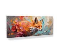 Sense Canvas Fox Vibrant Swirls 88 Canvas Art - Home Decor Wall Art Print Poster Painting Large 40x16 / 0.75"