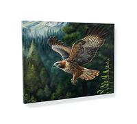 Sense Canvas Hawk Flight Forest Background 13 Canvas Art - Home Decor Wall Art Print Poster Painting Medium 24x18 / 0.75" (60x45cm / 2cm)