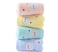 sense gnosis 100% Cotton Cloud Kids Facial Towels, Fingertip Towels for Bathroom Towel Set Star Embroidered Children Towels & Baby Washcloths, 10 x 20 inches(4 Pack in 4 Color)