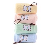 sense gnosis 100% Cotton Kids Facial Towels, Bear Fingertip Towels for Bathroom Children Towels with Hanging Loop 10 x 20 inches(4 Pack in 4 Color)