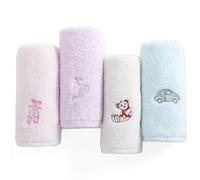 sense gnosis 100% Cotton Kids Facial Towels, Fingertip Towels for Bathroom Towel Set Embroidered Children Towels & Baby Washcloths, 10 x 20 inches(4 Pack in 4 Color)