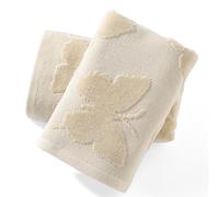 sense gnosis Beige Hand Towel Set of 2 Super Soft 100% Cotton Jacquard Weave Full Embossed Velvet Butterfly Pattern Highly Absorbent Decorative Hand Towels for Bathroom Spa 13x 29 Inch