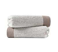 sense gnosis Beige Ribbed Striped Hand Towels Soft Absorbent Face Towels 100% Cotton Decorative Coffee Border Hand Towels for Bathroom Hotel Shower,Set of 2