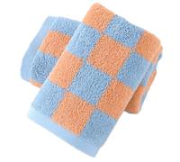 sense gnosis Blue and Orange Checkered Pattern Hand Towel Soft 100% Cotton Light Weight Hand Towels for Bathroom Highly Absorbent Quick Dry Face Towel for Home 13 X 29 Inch, 2 PC