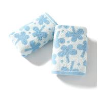 sense gnosis Blue Floral Hand Towels Set of 2 Clovers Pattern 100% Cotton Absorbent Soft Thin Hand Towels for Bathroom 13 x 29 Inch