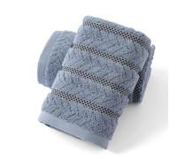 sense gnosis Blue Hand Towels Super Soft Jacquard Ribbed Striped Pattern 100% Cotton Absorbent Decorative Hand Towel for Bathroom 13 x 29 Inch, 2 Pack
