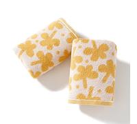 sense gnosis Clovers Pattern Yellow Hand Towels 100% Cotton Fall Decorative Thin Hand Towel Set of 2 for Bathroom 13 x 29 Inch
