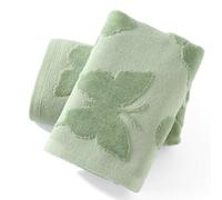sense gnosis Green Hand Towel Set of 2 Full Embossed Velvet Butterfly Pattern Super Soft 100% Cotton Highly Absorbent Decorative Jacquard Weave Hand Towels for Bathroom Home 13x 29 Inch