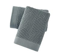 sense gnosis Grey Herringbone Hand Towel Set of 2 Premium 100% Cotton Striped Weave Ultra Soft Highly Absorbent Hand Towel for Bathroom 13 X 29 Inch