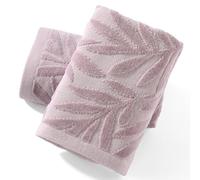sense gnosis Jacquard Full Embossed Velvet Salix Leaves Pattern Hand Towel Set of 2 Super Soft 100% Cotton Highly Absorbent Decorative Hand Towels for Bathroom Spa 13x 29 Inch, Purple