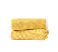 sense gnosis Jacquard Striped Yellow Hand Towels Set of 2 Super Soft 100% Cotton Absorbent White Terry Bath Hand Towels for Bathroom Decorative Gym Camping
