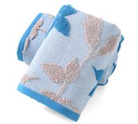 sense gnosis Navy Blue Hand Towel Set of 2 Super Soft 100% Cotton Highly Absorbent Embossed Leaf Floral Pattern Decorative Jacquard Weave Hand Towels for Bathroom Home 13x 29 Inch