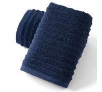 sense gnosis Navy Hand Towel Set of 2 Soft Stereoscopic Ladder Striped Design 100% Cotton Absorbent Luxury Decorative Towel for Bathroom 13 x 29 Inch