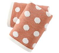 sense gnosis Orange Hand Towel Set of 2 Super Soft 100% Cotton Absorbent Jacquard Striped Pattren Lint Free White Terry Polka Dot Bath Hand Towels for Bathroom Yogo