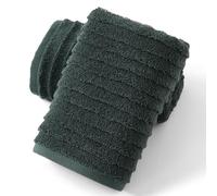 sense gnosis Stereoscopic Ladder Striped Green Hand Towel Soft and Absorbent 100% Cotton Luxury Bathroom Jacquard Hand Towel Decorative 13 x 29 Inch, 2 Pieces