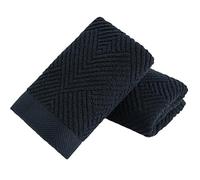 sense gnosis Super Soft Black Hand Towels Terry Striped Weave Pattern Ultra Absorbent 100% Cotton Towel for Bathroom(13 X 29 Inch), 2 Pieces