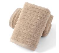 sense gnosis Super Soft Jacquard Luxury Hand Towel Stereoscopic Ladder Striped 100% Cotton Absorbent Decorative hand Towel for Bathroom 13 x 29 Inch (Khaki, 2 Pack)