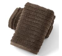sense gnosis Super Soft Luxury Hand Towel Stereoscopic Ladder Striped Design 100% Cotton Absorbent Decorative hand Towel for Bathroom 13 x 29 Inch (Brown, 2 Pack)