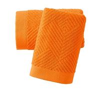 sense gnosis Super Soft Orange Hand Towels Terry Striped Weave Pattern Ultra Absorbent 100% Cotton Fall Decorations Hand Towel for Home Bathroom(13 X 29 Inch), 2 Pieces