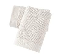 sense gnosis Super Soft White Hand Towels Terry Striped Weave Pattern Ultra Absorbent 100% Cotton Towel for Bathroom(13 X 29 Inch), 2 Pieces, Beige
