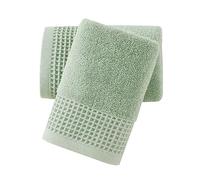 sense gnosis Terry & Waffle Weave Hand Towels Decorative Design Premium Cotton 2 PC Towel Set - Soft Absorbent Quick-Dry Spring Bathroom Hand Towel (13X 29 Inch, Green)